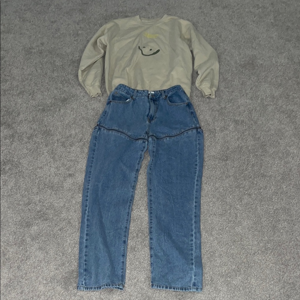 POST MALONE SWEATER & MIDWAY ZIPPED JEANS